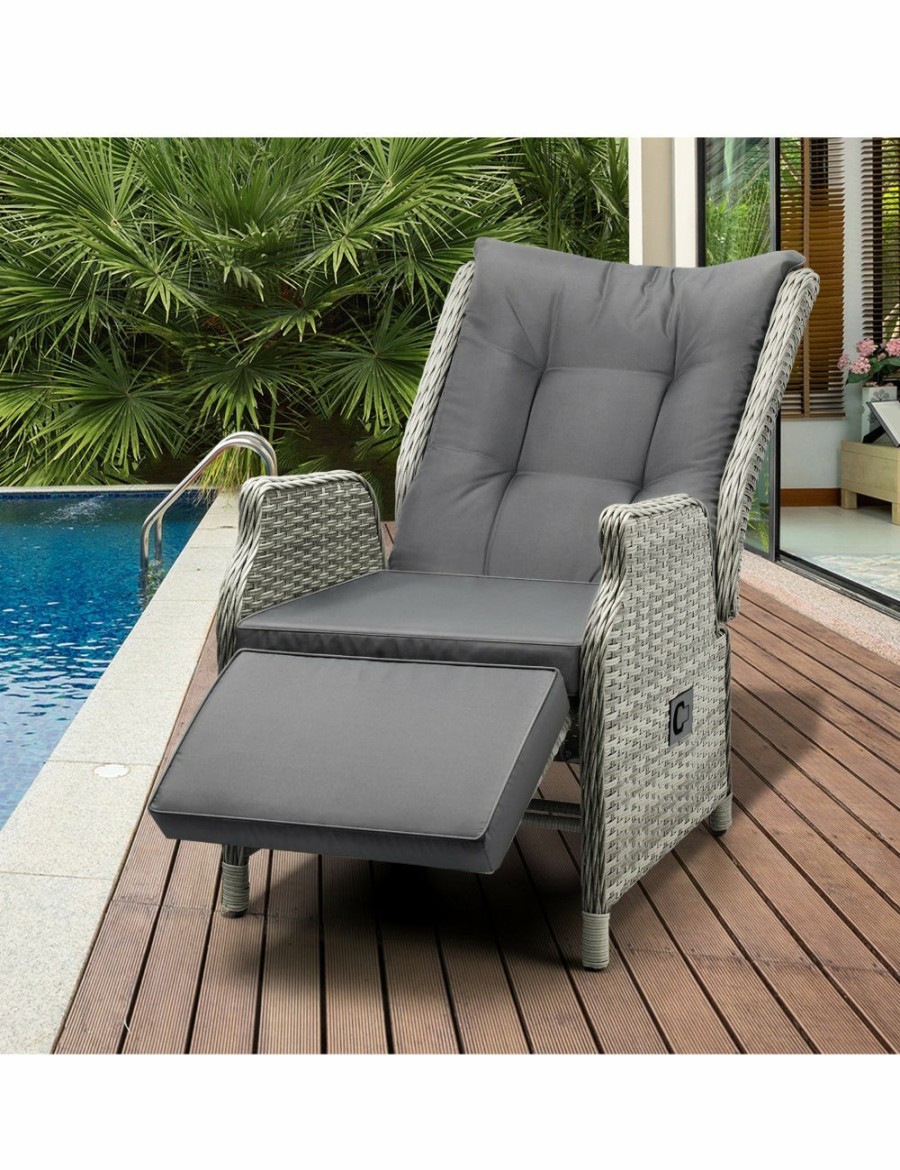 Outdoors Livsip | Livsip Recliner Chairs Outdoor Sun Lounge Wicker Garden Sofa Patio Furniture