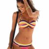 Women Fashion Boutique Bikini | Yellow Boho Stripes Push Up Bikini Set