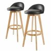 Home And Lifestyle La Bella Bar Stools | La Bella 2X Oak Wood Bar Stool 72Cm Leather