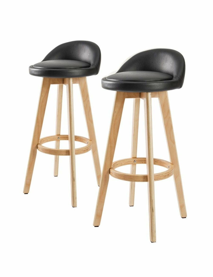 Home And Lifestyle La Bella Bar Stools | La Bella 2X Oak Wood Bar Stool 72Cm Leather