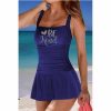 Women Azura Exchange Swimdress | Azura Exchange Blue Printed Ruched One Piece Swim Dress