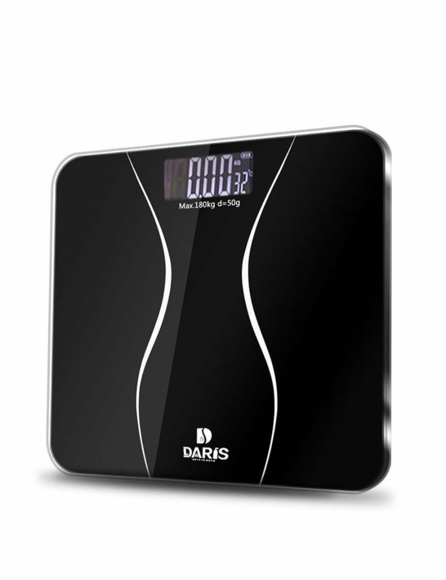 Sport & Fitness HOD Health & Home Weights | Digital Bathroom Scales Black Lcd Display Weight Management Fitness- Black