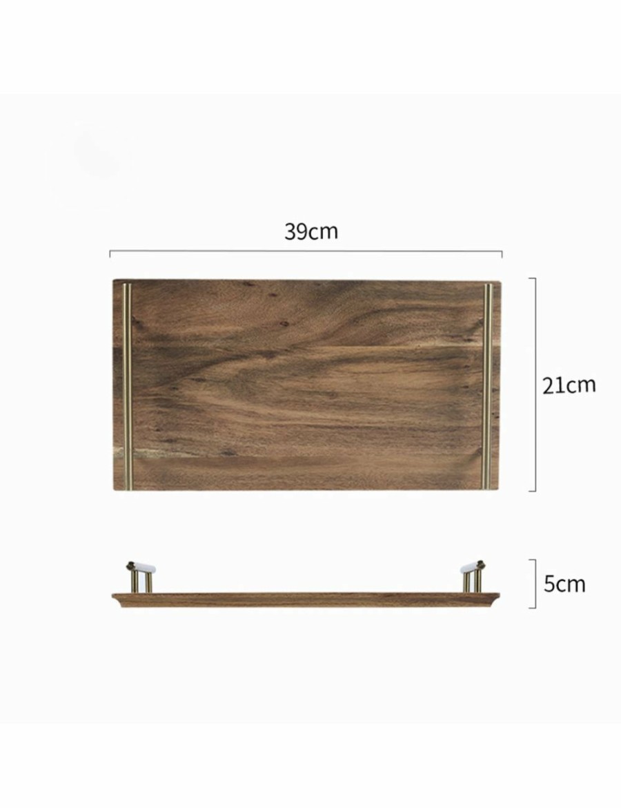 Home And Lifestyle Soga Serveware | Soga 39Cm Brown Rectangle Wooden Acacia Food Serving Tray Charcuterie Board Home Decor