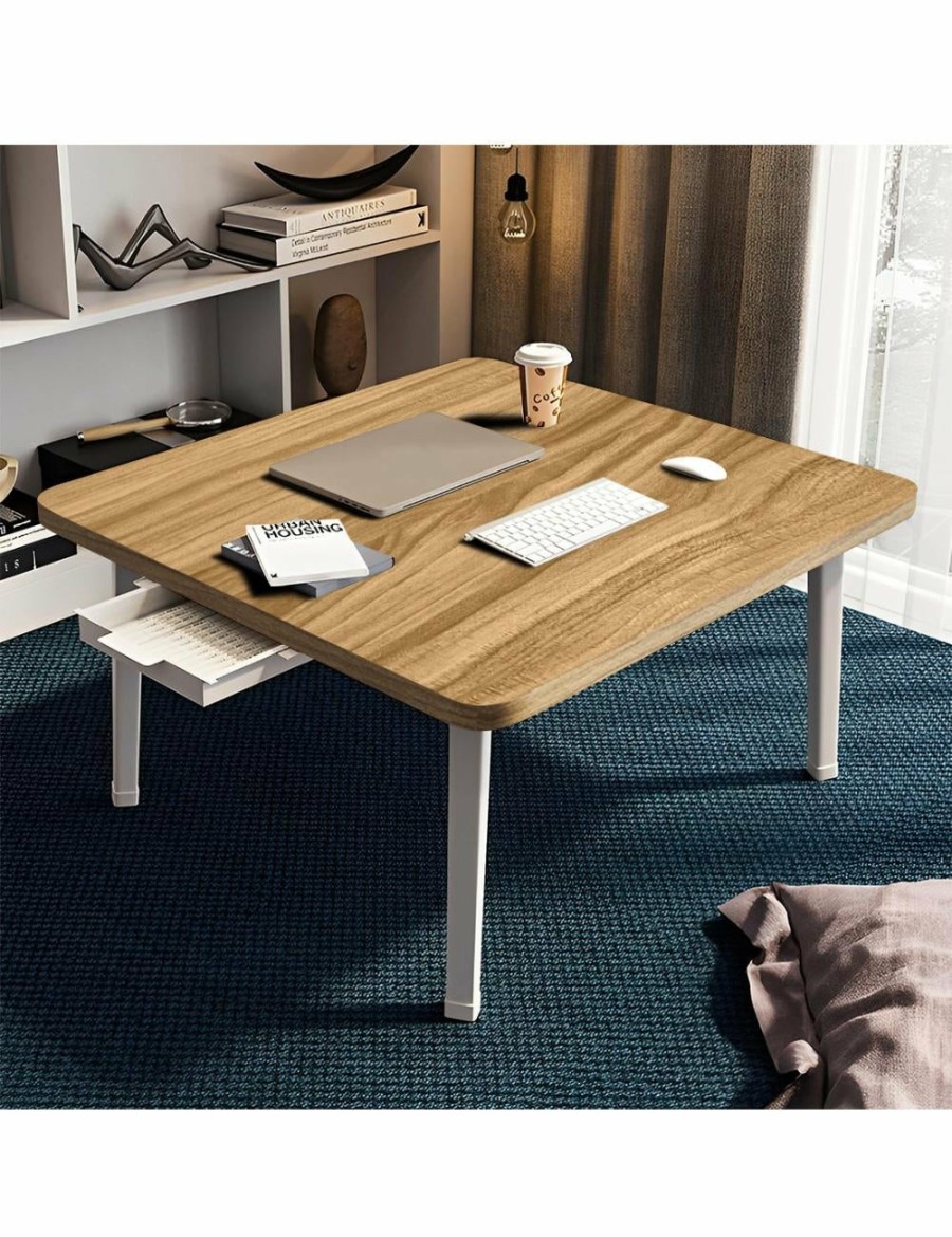 Home And Lifestyle Soga Desks | Soga White Portable Floor Table Small Square Space-Saving Mini Desk Home Decor