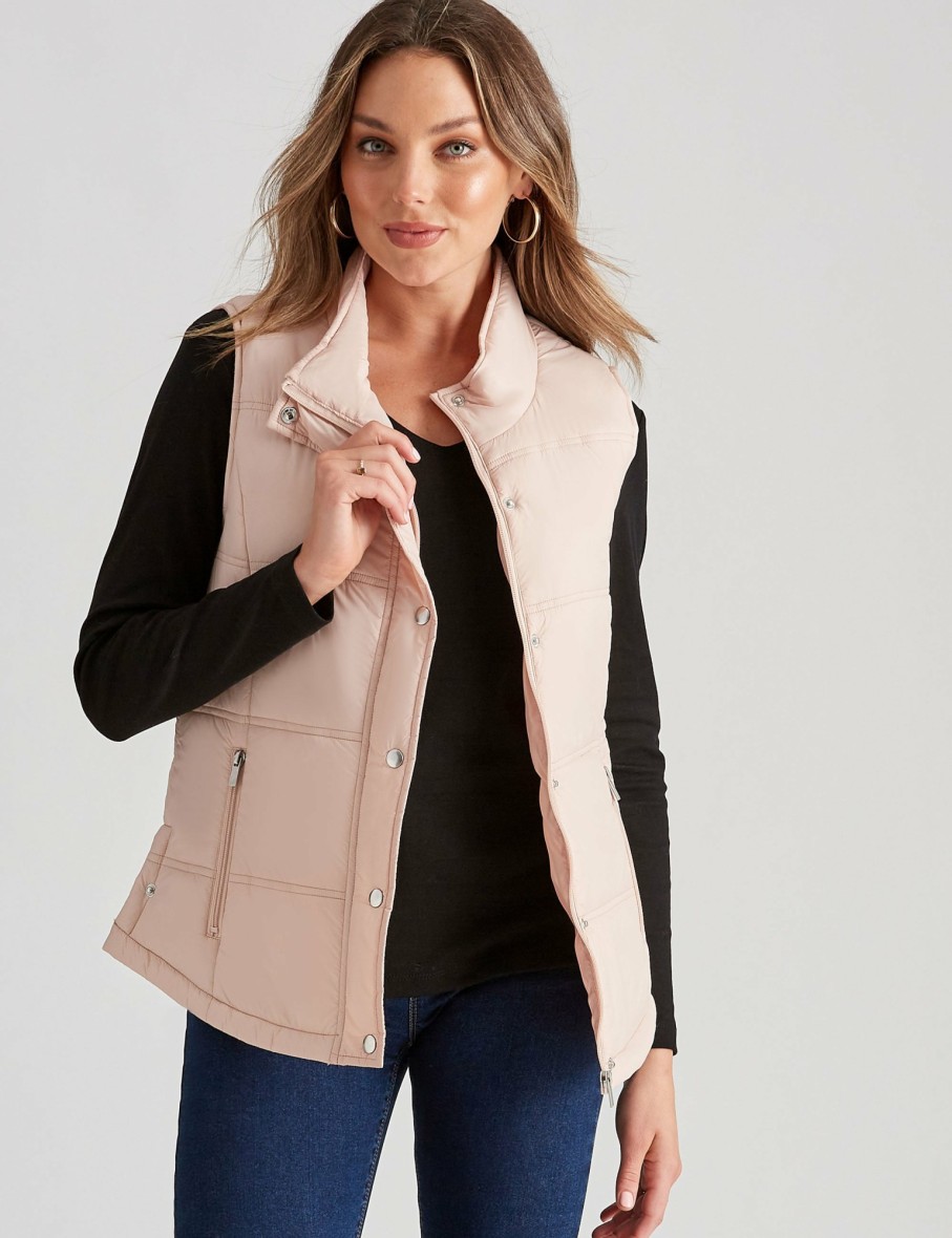 Women Rockmans Puffers | Rockmans Quilted Puffer Jacket