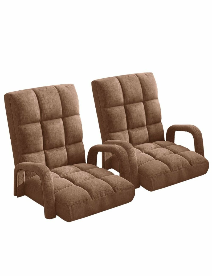 Home And Lifestyle Soga Recliners | Soga 2X Foldable Lounge Cushion Adjustable Floor Lazy Recliner Chair With Armrest Coffee