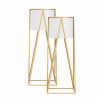 Home And Lifestyle Soga Pots & Planers | Soga 2X 50Cm Gold Metal Plant Stand With White Flower Pot Holder Corner Shelving Rack Indoor Display