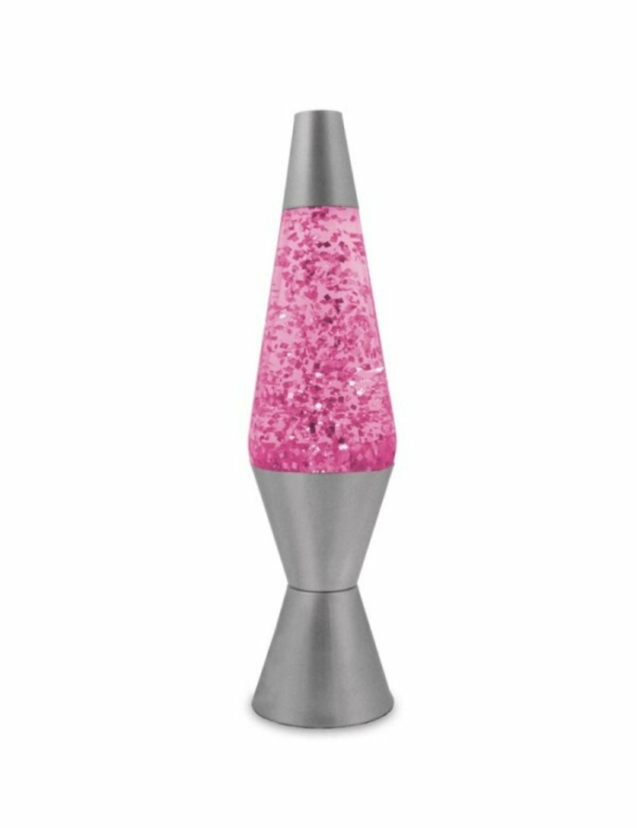 Home And Lifestyle UNBRANDED Lamps | Pink/Pink Glitter Lava Lamp Style Silver Retro Novelty Room Lighting Set 37Cm