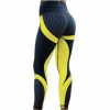 Women ICB Active Bottoms | Honeycomb Printed Yoga Pants - Black With Yellow