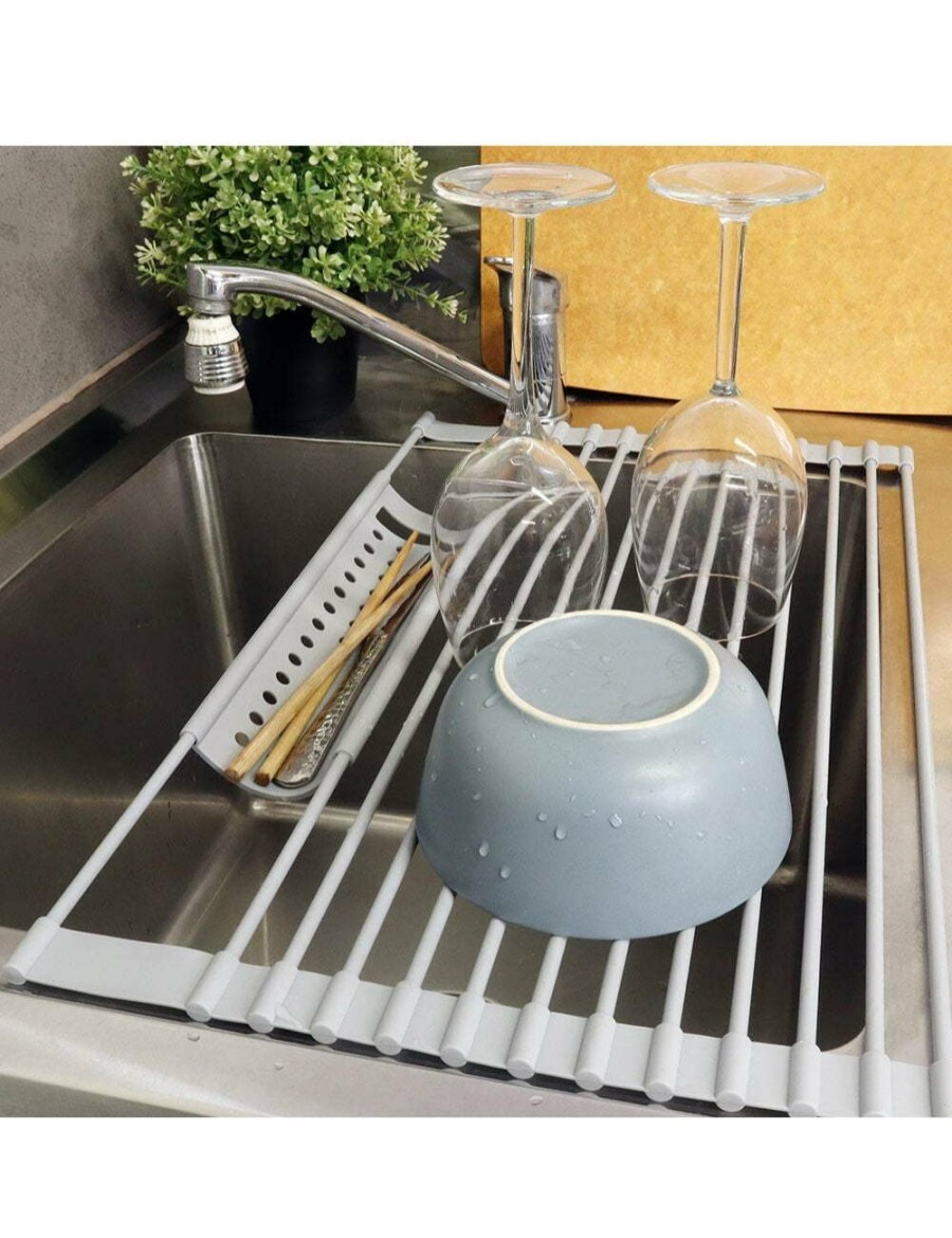 Home And Lifestyle WHITE MAGIC Storage & Organization | White Magic Over-The-Sink Dish Drying Rack & Cutlery Drainer Holder/Storage Grey