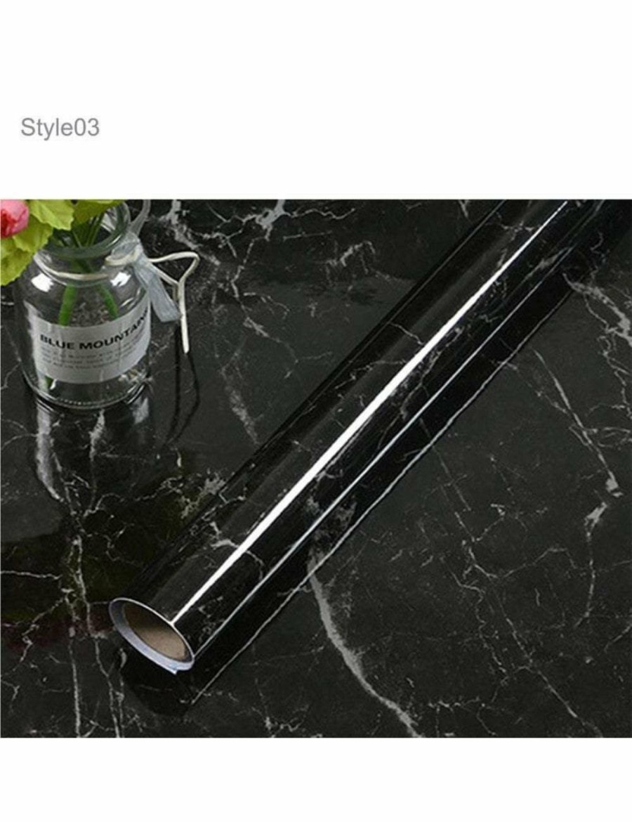 Home And Lifestyle HOD Health & Home Wallpaper | 5-Meter Marble Vinyl Film Black Wallpaper Film Sheet Furniture Wrap Sticker- Black- Type 3