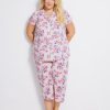 Women Autograph Pyjamas | Autograph Woven Crop Short Sleeve Lace Trim Pyjama Set