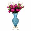 Home And Lifestyle Soga Vases & Bowls | Soga 67Cm Blue Glass Vase And 12Pcs Artificial Flowerss