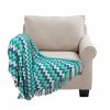 Home And Lifestyle Soga Blankets | Soga 220Cm Blue Zigzag Striped Throw Blanket Acrylic Wave Knitted Fringed Woven Cover Couch Bed Sofa Home Decor