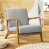 Home And Lifestyle Oikiture Armchairs & Sofas | Oikiture Armchair Lounge Chair Accent Armchairs Couches Sofa Wood Light Grey