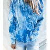 Women Fashion Boutique Active Jackets | Blue Tie-Dye Print Pullover Hoodie