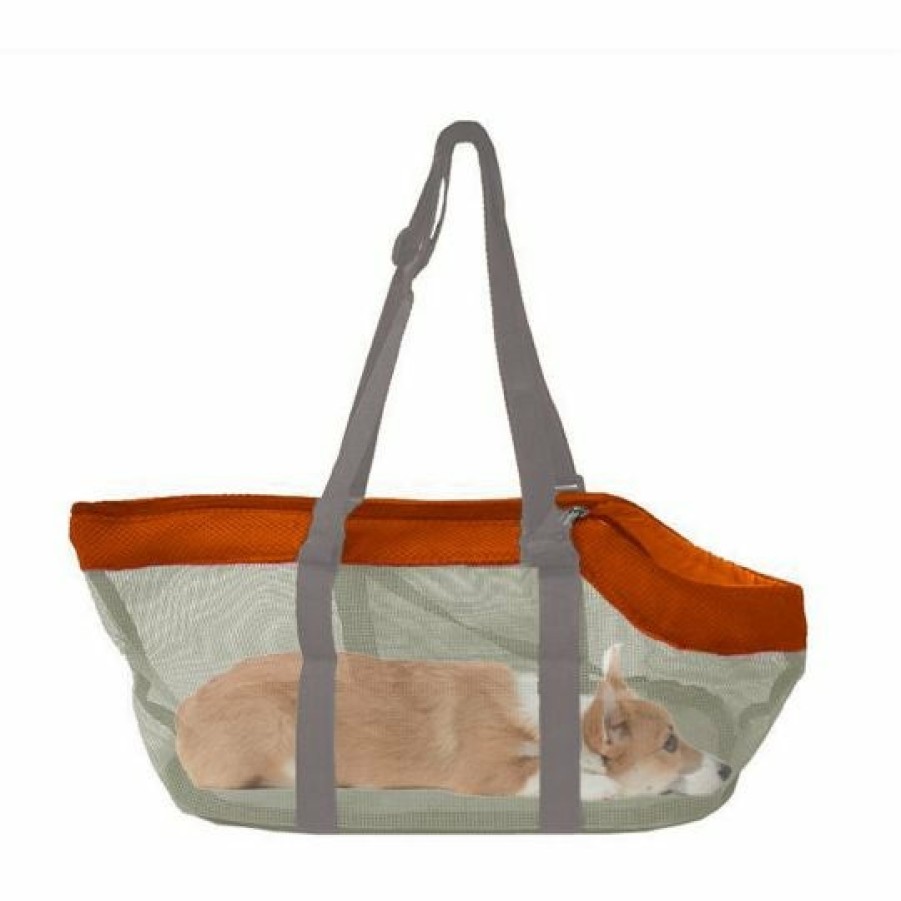 Home And Lifestyle Soga Pet Accessories | Soga Orange Pet Carrier Bag Breathable Net Mesh Tote Pouch Dog Cat Travel Essentials