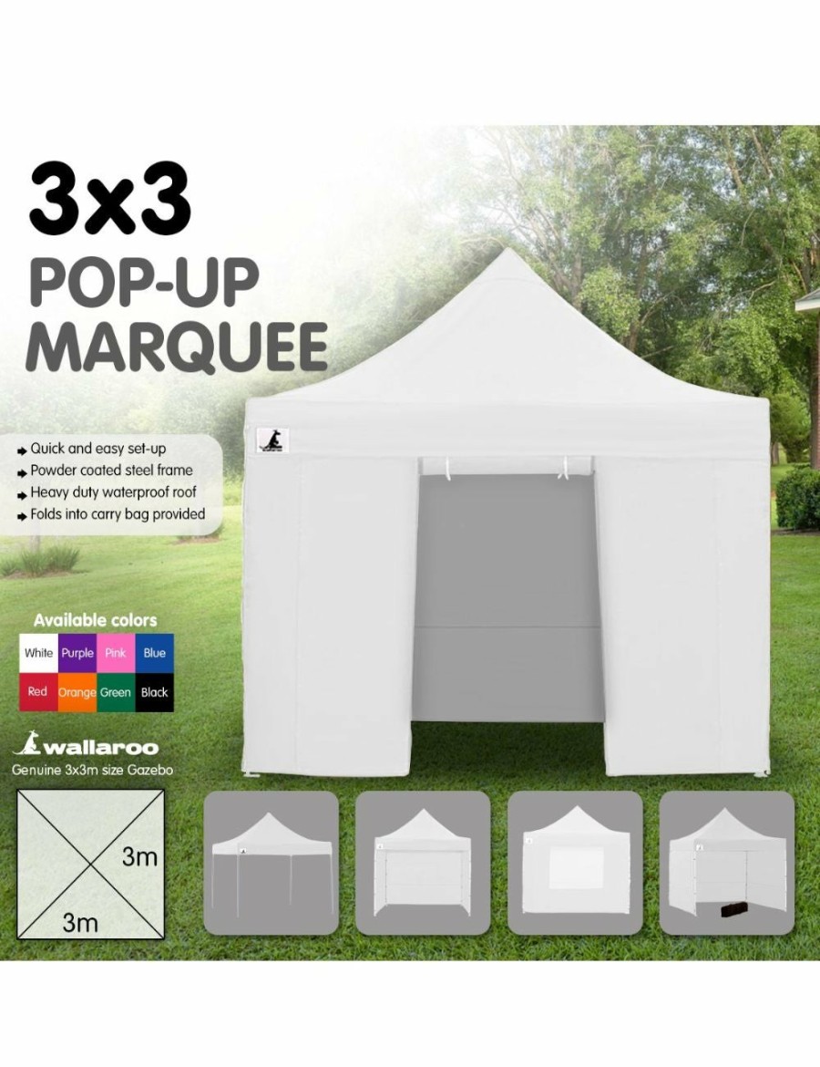 Outdoors Wallaroo | Gazebo Tent Marquee 3X3 Popup Outdoor Wallaroo White