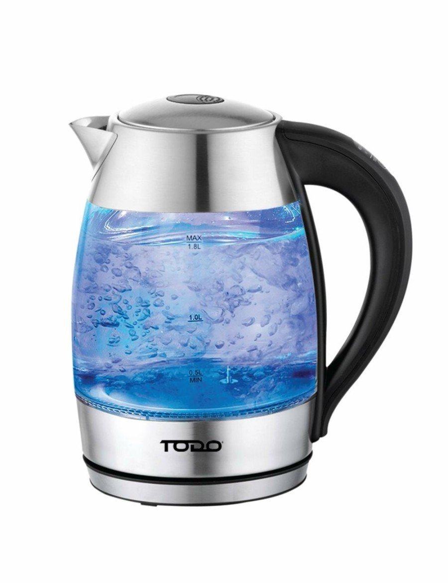 Home And Lifestyle TODO Jugs & Carafes | Todo 1.7L Glass Cordless Kettle Keep Warm Electric Dual Wall Led Water Jug - Stainless Steel