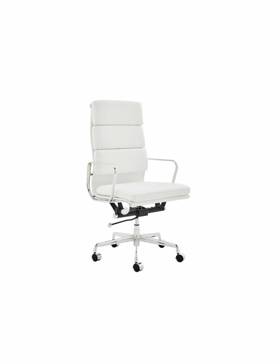 Home And Lifestyle NNEKGE Office Chairs | Nnekge Replica Eames Group Standard Aluminium Padded High Back Office Chair (White Leather)