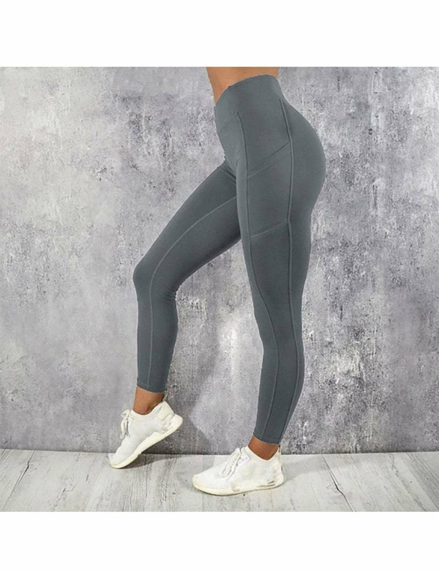 Women HOD Health & Home Active Bottoms | Women'S Gym Tights & Leggings High Waist Leggings With Side Pocket Yoga Fitness Slim Pants