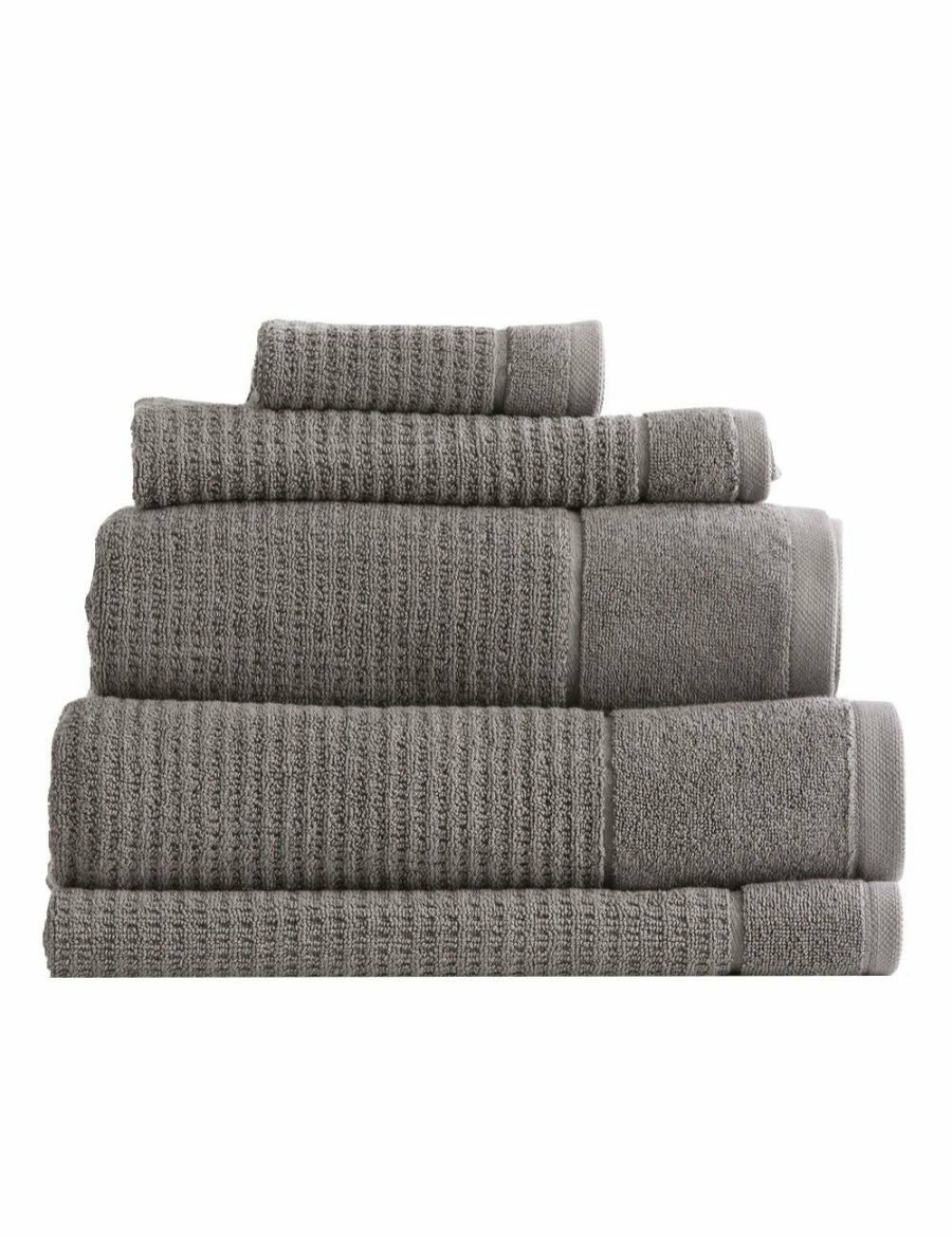 Home And Lifestyle Renee Taylor Towel Sets | Renee Taylor Cambridge 650 Gsm Textured 5 Piece Pack Fossil