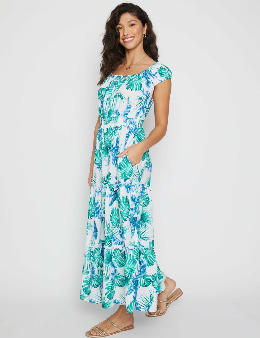 Women Millers Maxi Dresses | Millers Printed Rayon Maxi Dress With Shirred Waist