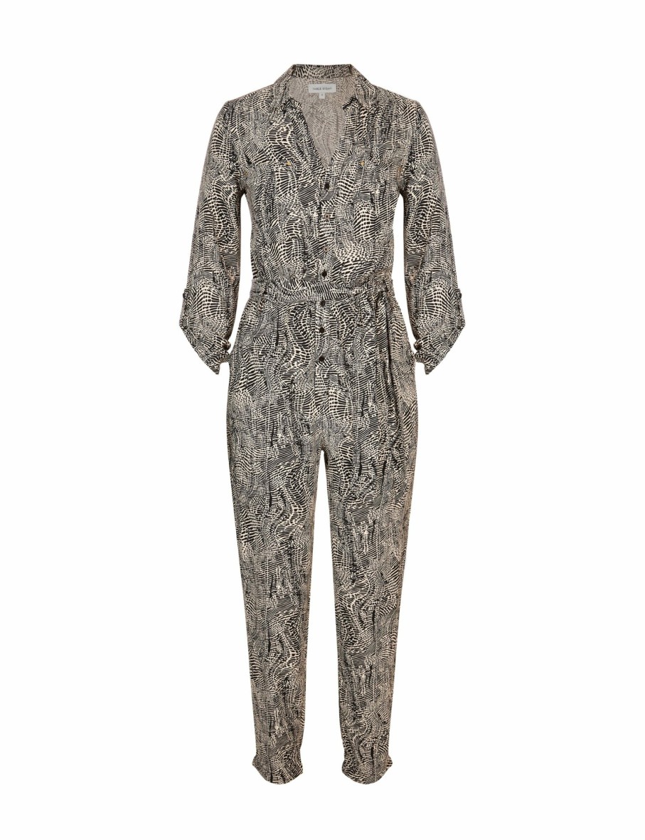 Women Rockmans Jumpsuits & Rompers | Table Eight 3/4 Sleeve Snake Print Jumpsuit