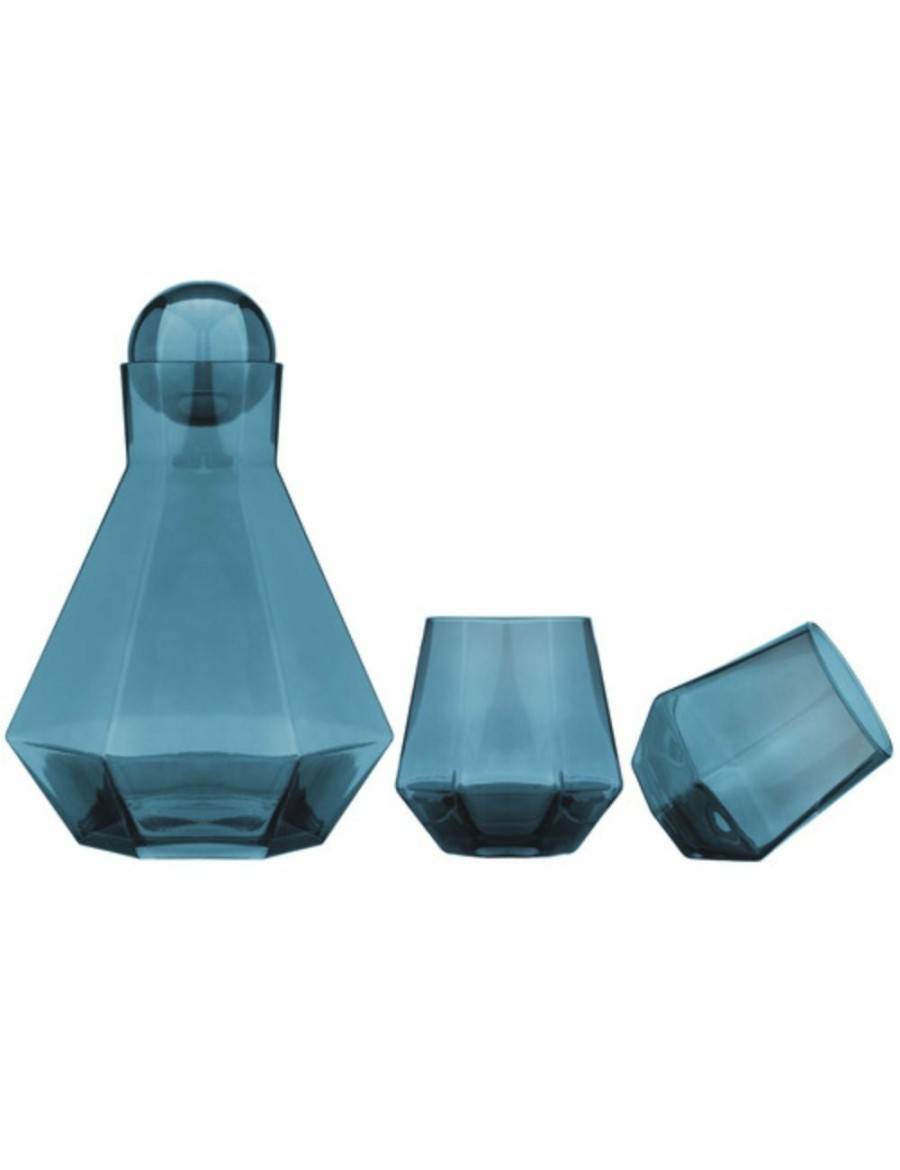 Home And Lifestyle TEMPA Jugs & Carafes | 3Pc Tempa Jaxon Teal Geometric Carafe 310Ml Tumbler/1100Ml Carafe Serving Set