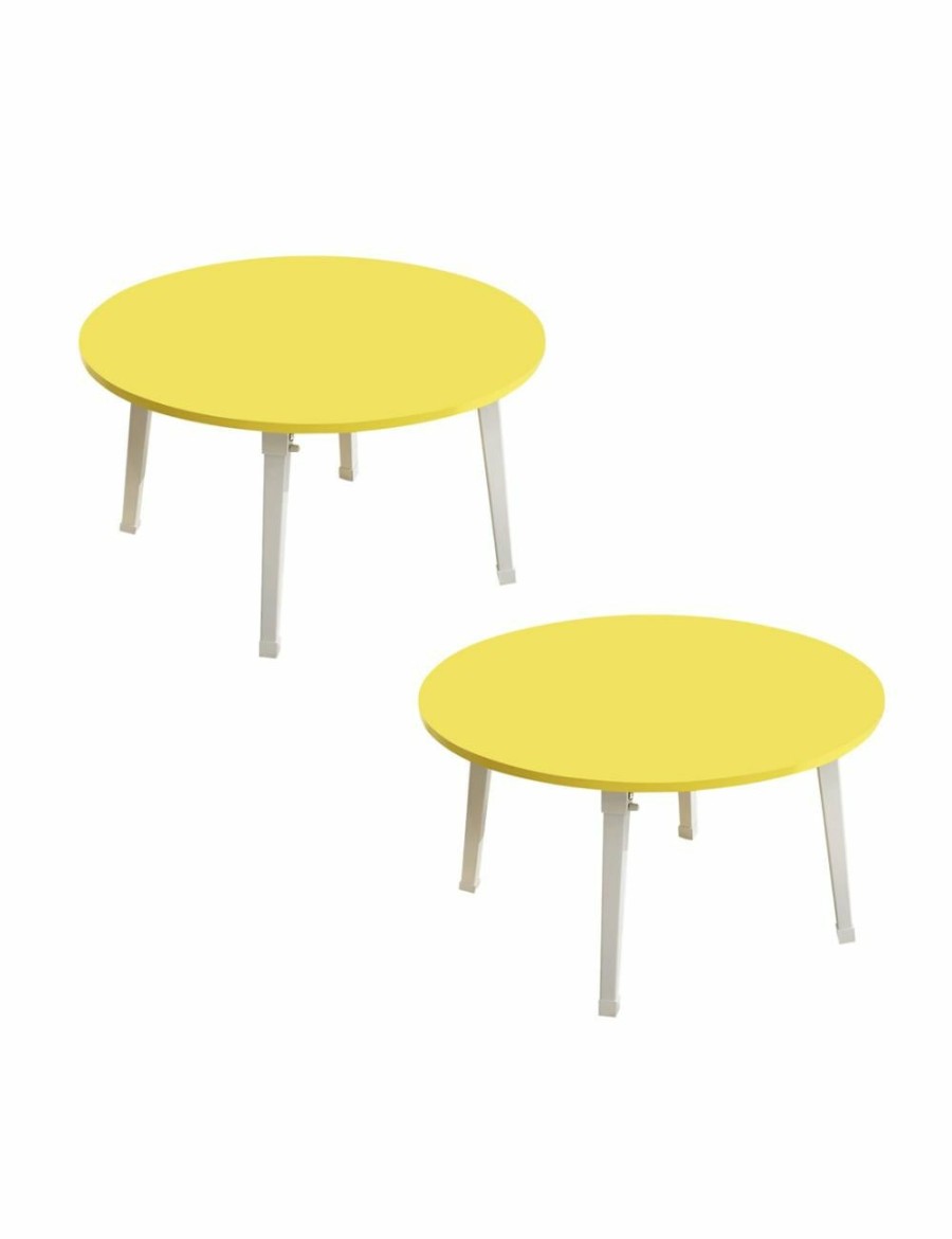 Home And Lifestyle Soga Desks | Soga Yellow Portable Floor Table Small Round Space-Saving Mini Desk Home Decor