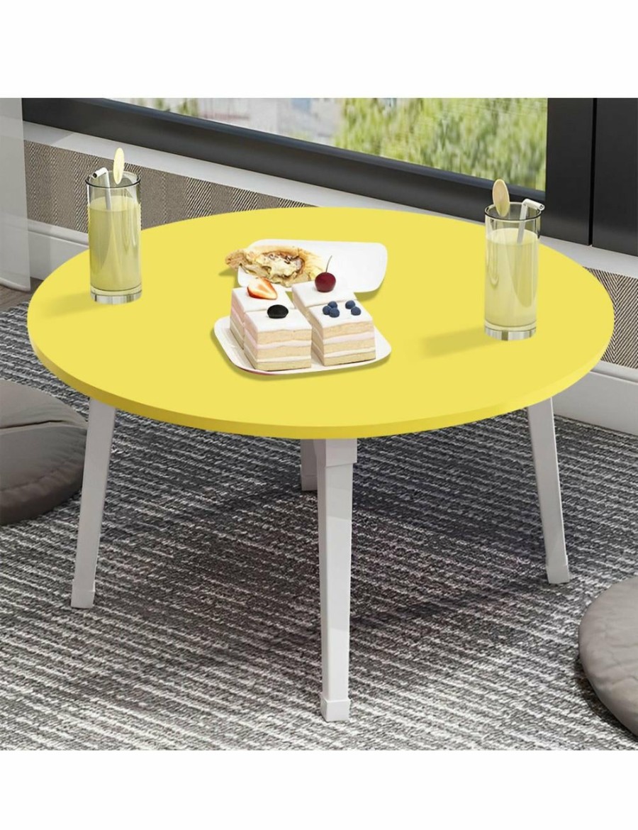 Home And Lifestyle Soga Desks | Soga Yellow Portable Floor Table Small Round Space-Saving Mini Desk Home Decor