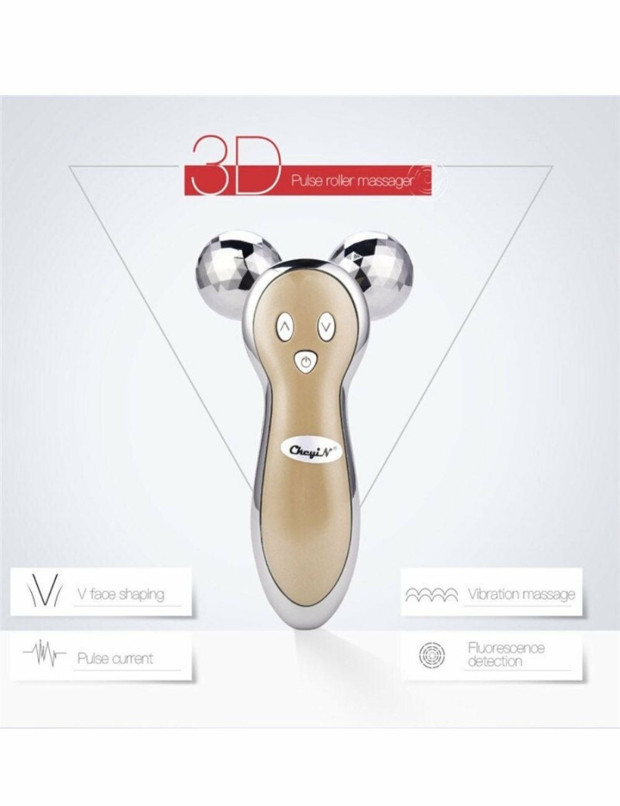 Beauty HOD Health & Home | 3D V Face Ball Roller Massager Facial Lifting Firming Full Body Slimming Wrinkle Removal Pulse Skin Care Beauty Tool - Gold