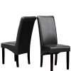 Home And Lifestyle Melbournians Furniture Chairs | 2X Wooden Frame Black Leatherette Dining Chairs With Solid Pine Legs