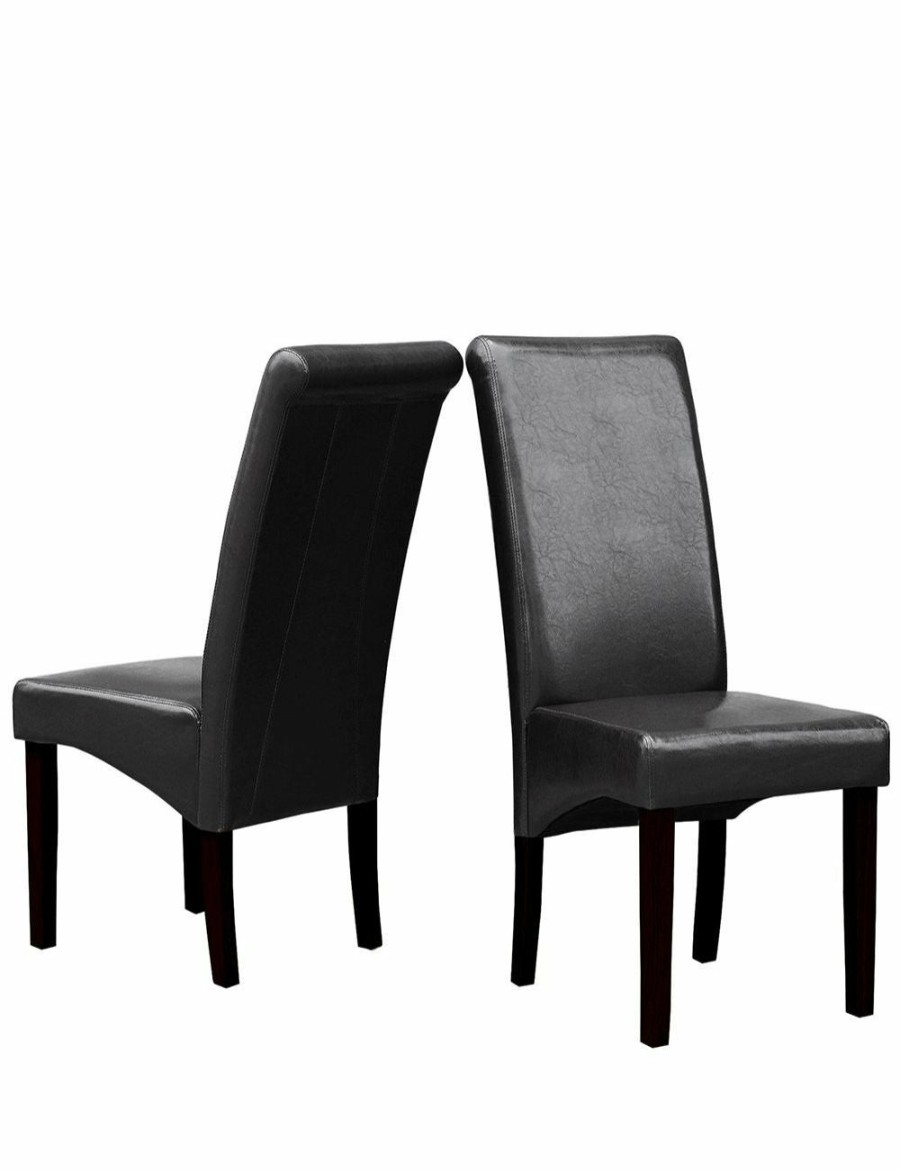 Home And Lifestyle Melbournians Furniture Chairs | 2X Wooden Frame Black Leatherette Dining Chairs With Solid Pine Legs