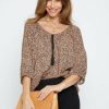 Women Millers Shirts & Blouses | Millers 3/4 Sleeve Gathered Neck Blouse