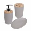 Home And Lifestyle ECO BASICS Bathroom Accessories | Eco Basics 3-In-1 Vanity Bathroom Set Toothbrush/Soap Holder Dispenser Tray Grey