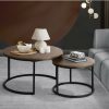 Home And Lifestyle Oikiture Coffee & Side Tables | Oikiture Set Of 2 Coffee Table Round Nesting Side End Table Walnut & Black