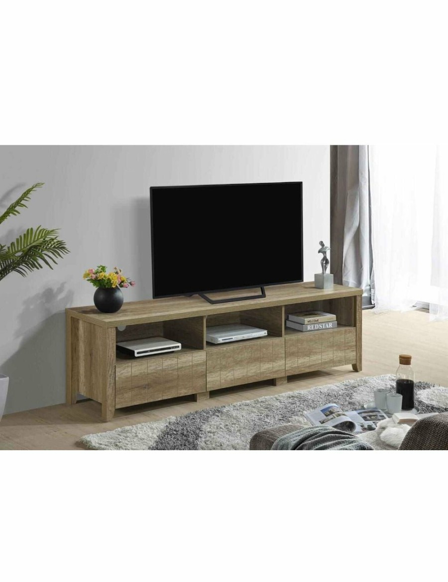 Home And Lifestyle Melbournians Furniture Entertainment Units | Tv Cabinet 3 Storage Drawers With Shelf Natural Wood Like Mdf Entertainment Unit In Oak Colour