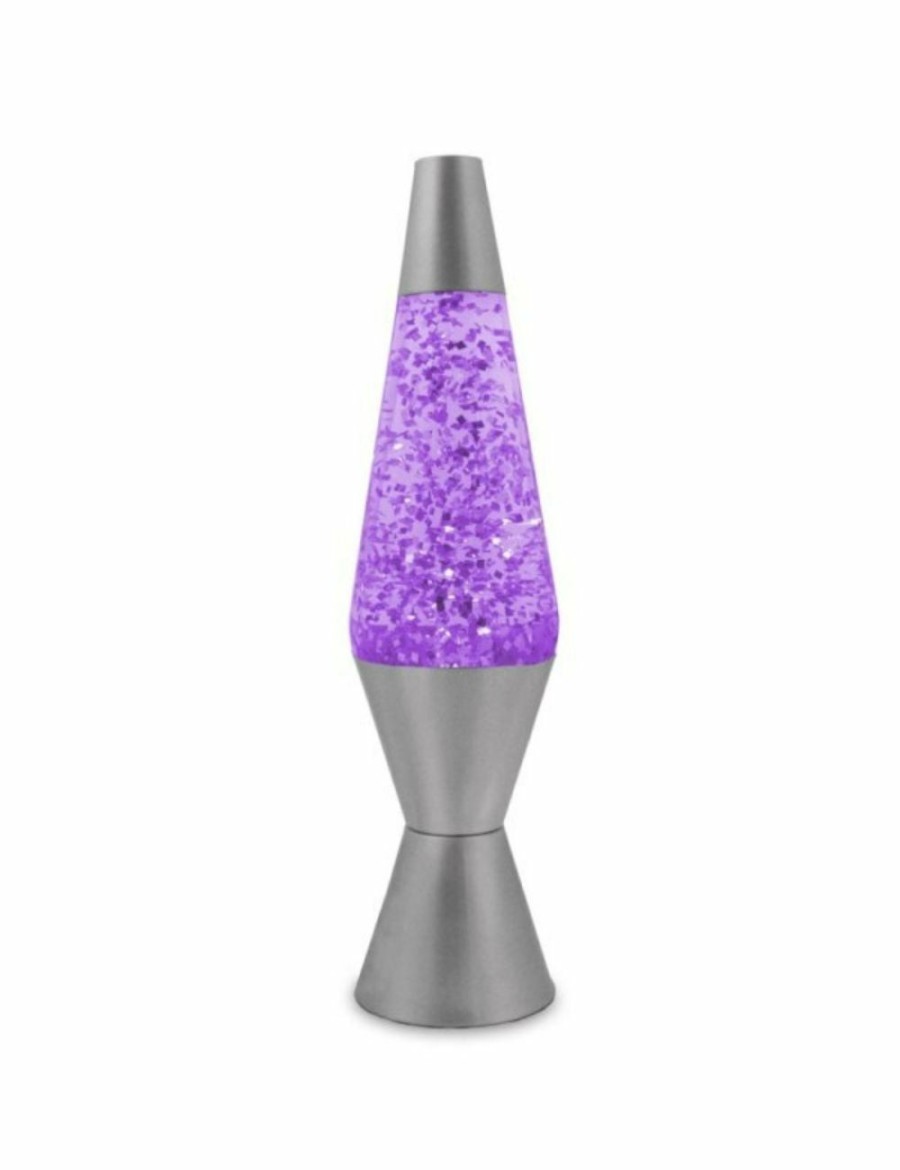 Home And Lifestyle UNBRANDED Lamps | Purple/Purple Glitter Lava Lamp Style Silver Retro Novelty Room Lighting 37Cm