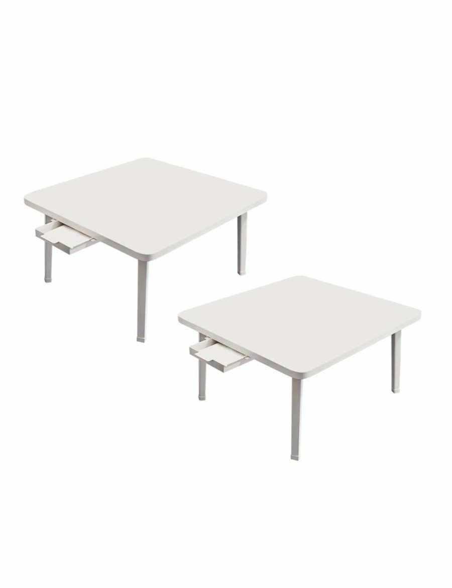 Home And Lifestyle Soga Desks | Soga White Portable Floor Table Small Square Space-Saving Mini Desk Home Decor