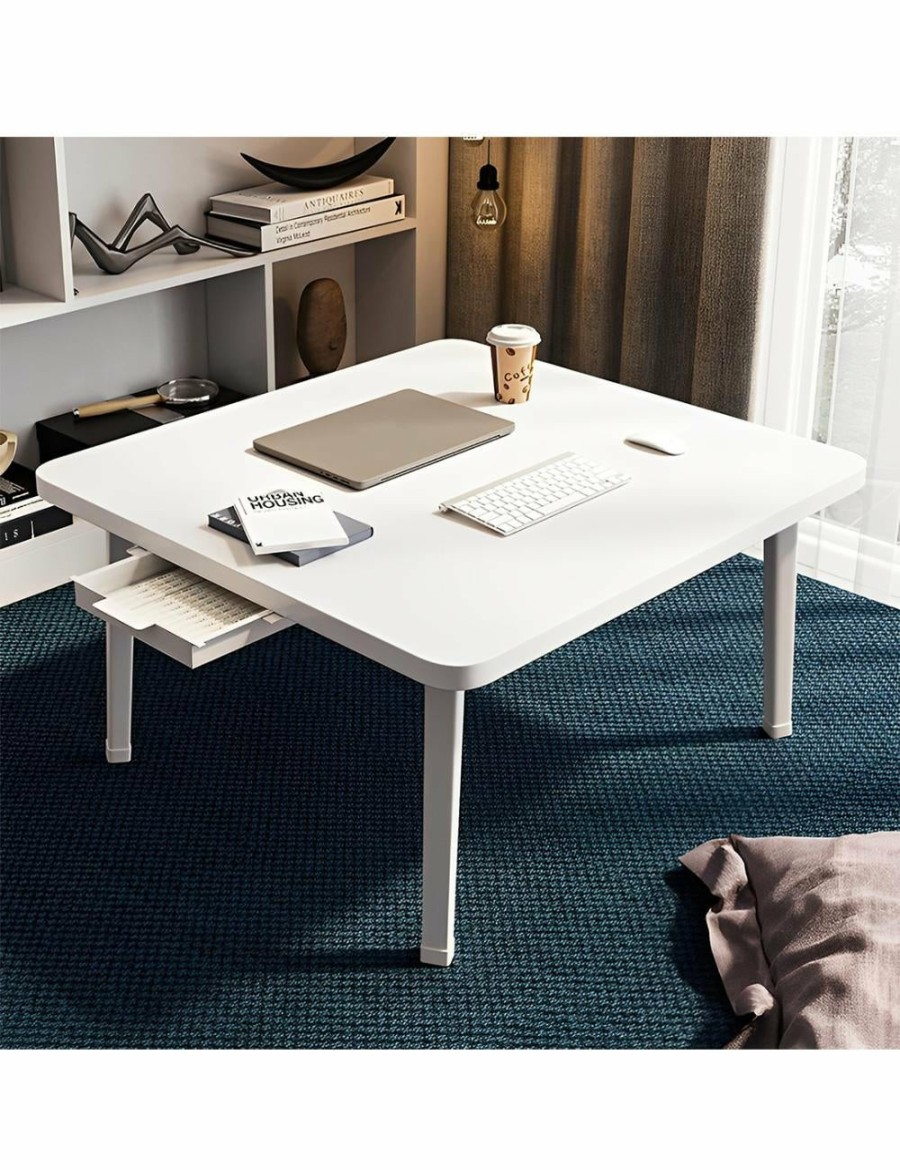 Home And Lifestyle Soga Desks | Soga White Portable Floor Table Small Square Space-Saving Mini Desk Home Decor