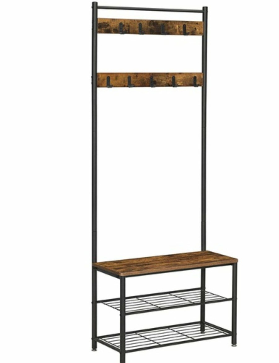 Home And Lifestyle VASAGLE Hallway Furniture | Vasagle Rustic Brown Coat Rack Stand 175 Cm