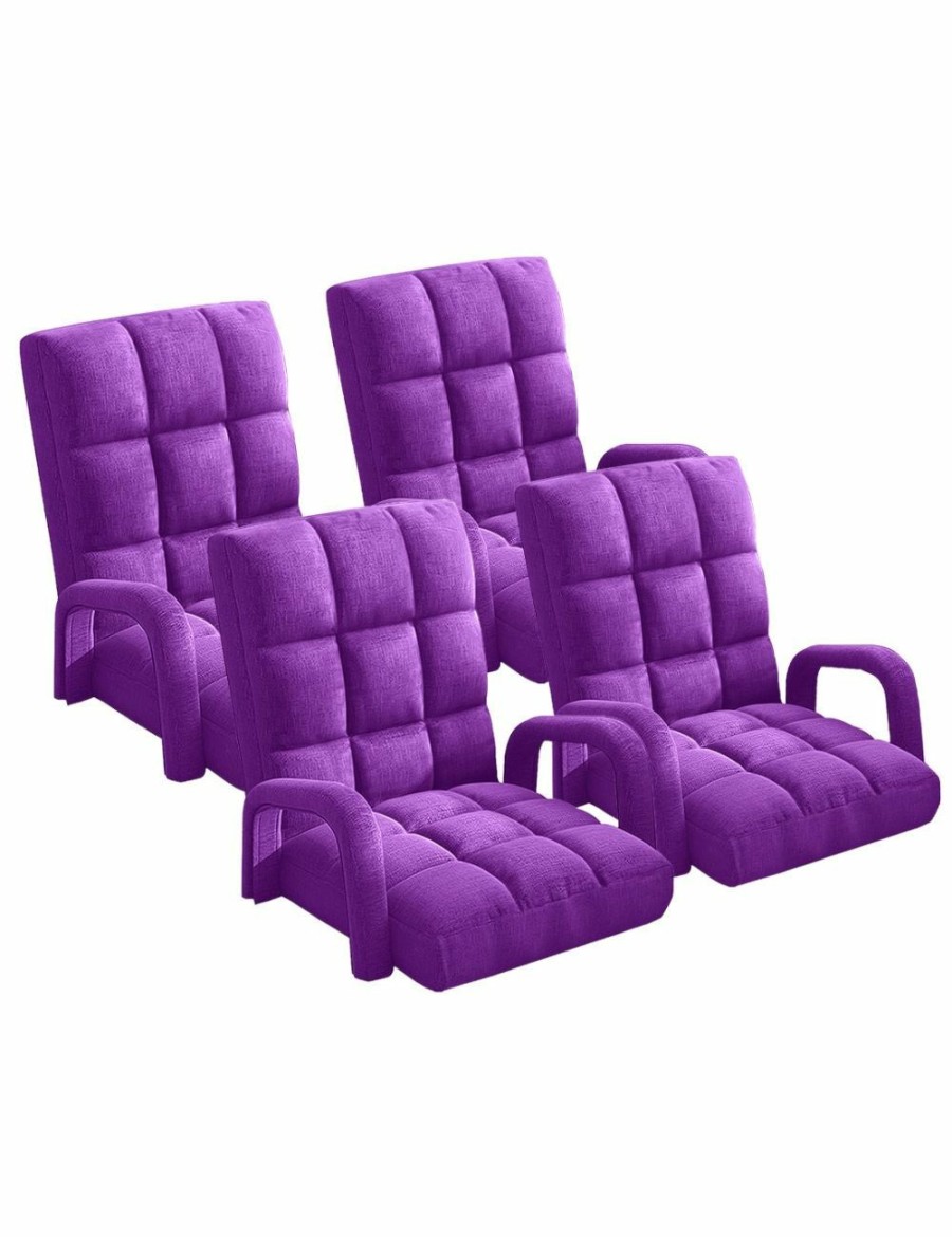 Home And Lifestyle Soga Recliners | Soga 4X Foldable Lounge Cushion Adjustable Floor Lazy Recliner Chair With Armrest Purple