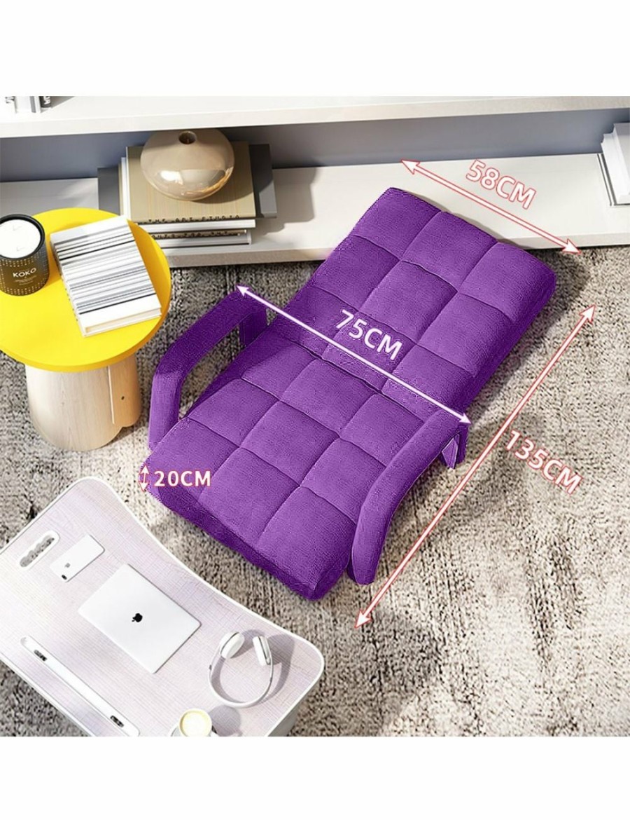 Home And Lifestyle Soga Recliners | Soga 4X Foldable Lounge Cushion Adjustable Floor Lazy Recliner Chair With Armrest Purple