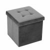 Home And Lifestyle BOXSWEDEN Ottomans & Footstools | Box Sweden 38X36Cm Ottoman Storage Cube Faux Velvet Home Organiser/Stool Grey