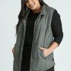 Women Beme Puffers | Beme Curved Hem Hooded Gilet