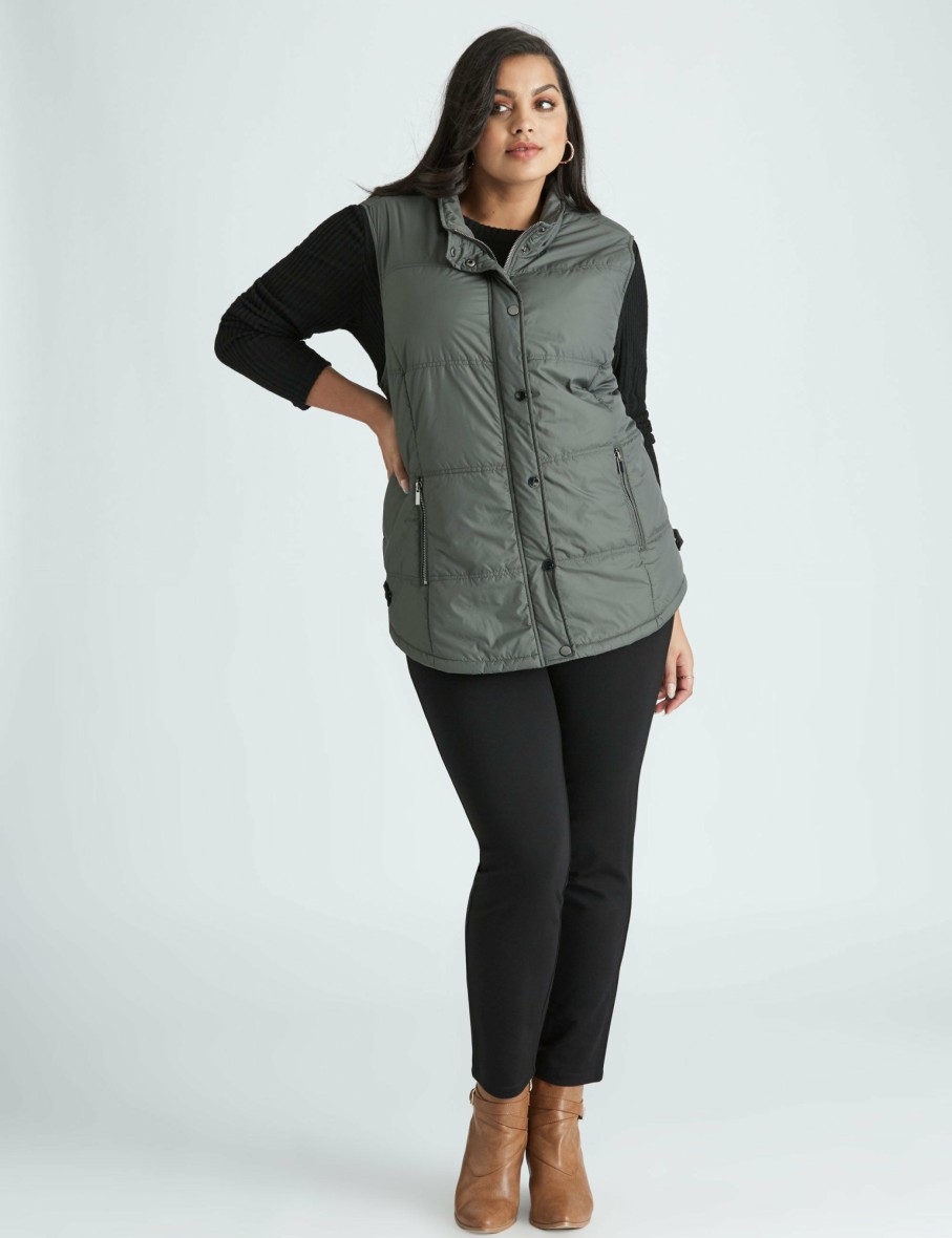 Women Beme Puffers | Beme Curved Hem Hooded Gilet