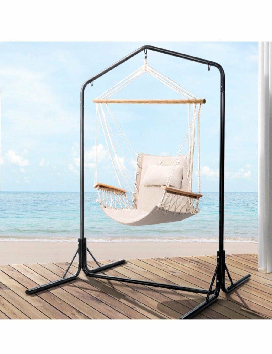 Outdoors Gardeon | Gardeon Outdoor Hammock Chair With Stand Swing Hanging Hammock Garden Cream