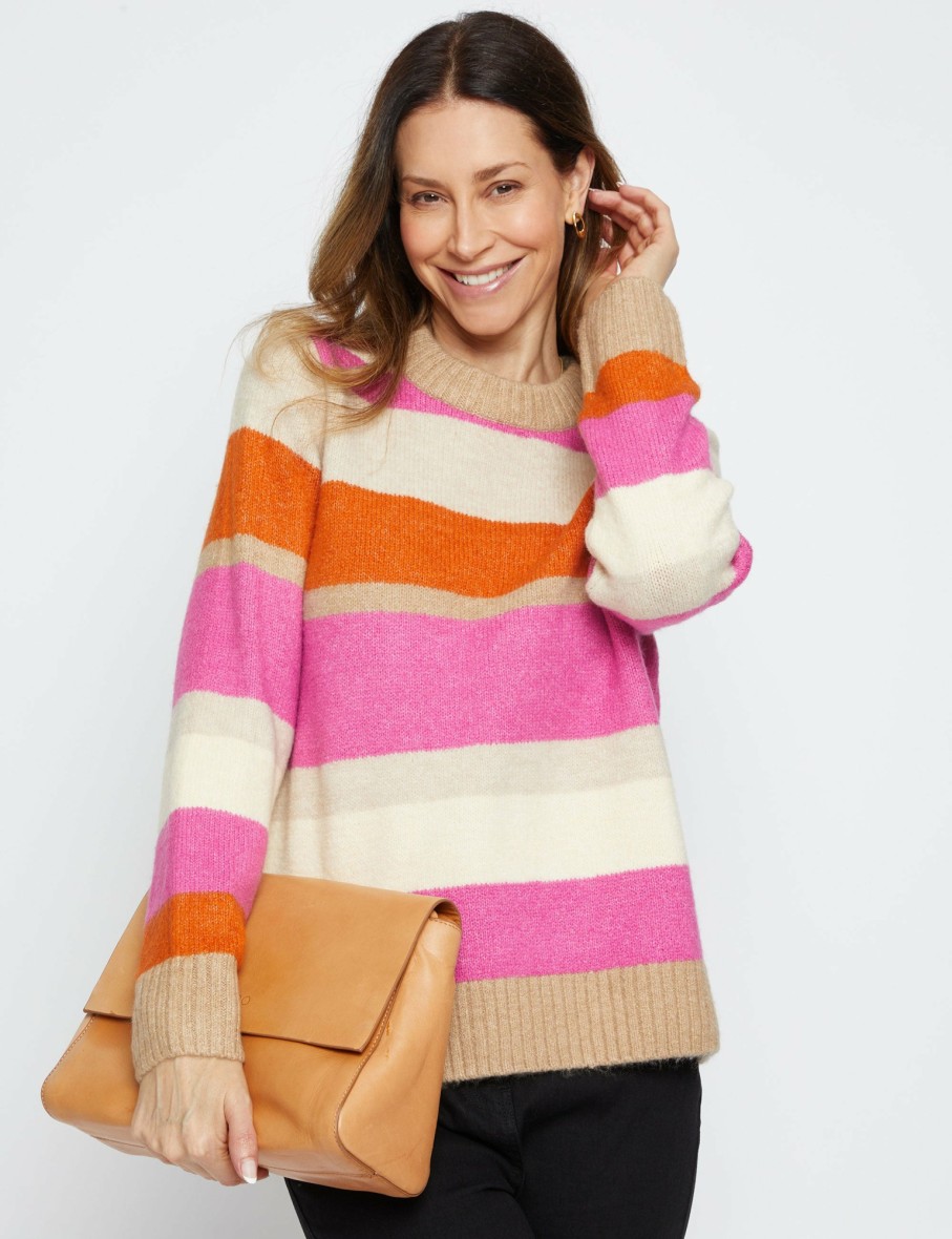 Women Millers Jumpers | Millers Long Sleeve Berry Stripe Jumper