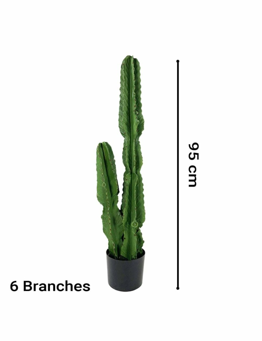 Home And Lifestyle Soga Artifical Plants | Soga 95Cm Green Artificial Indoor Cactus Tree Fake Plant Simulation Decorative 2 Heads